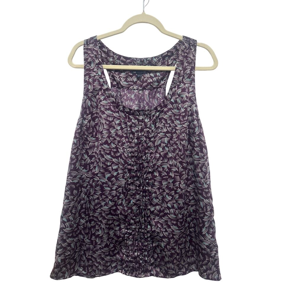 Gap Racerback 2010 Retro Purple Blue Fall Vibe Office Abstract Print Cami Top XL
